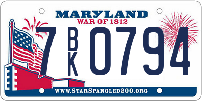 MD license plate 7BK0794
