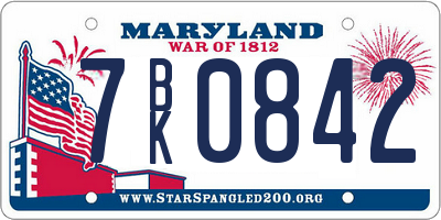 MD license plate 7BK0842
