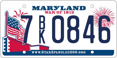 MD license plate 7BK0846