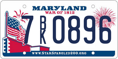 MD license plate 7BK0896