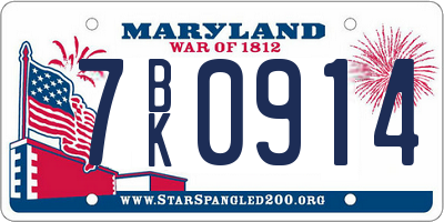 MD license plate 7BK0914