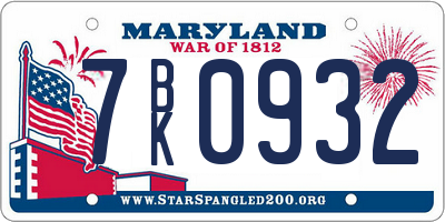 MD license plate 7BK0932