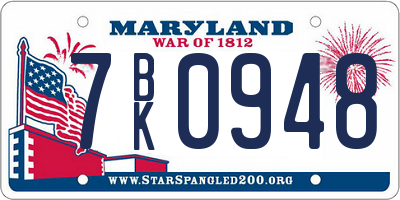 MD license plate 7BK0948