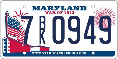 MD license plate 7BK0949