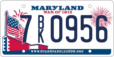 MD license plate 7BK0956