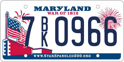 MD license plate 7BK0966