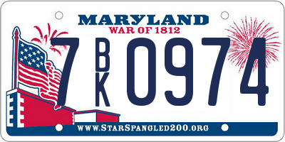 MD license plate 7BK0974