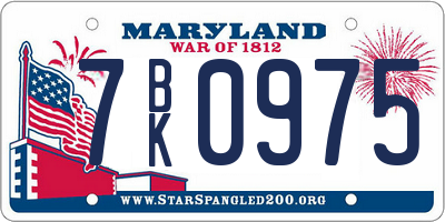 MD license plate 7BK0975