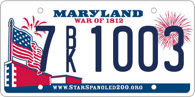 MD license plate 7BK1003