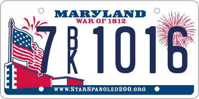 MD license plate 7BK1016