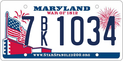 MD license plate 7BK1034