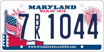MD license plate 7BK1044