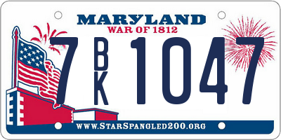 MD license plate 7BK1047