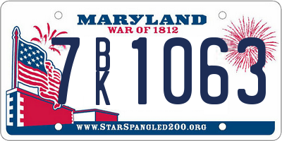 MD license plate 7BK1063