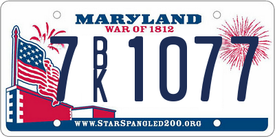MD license plate 7BK1077