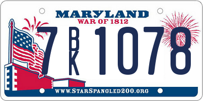 MD license plate 7BK1078