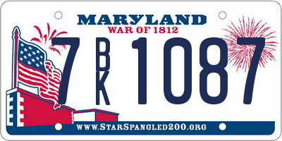 MD license plate 7BK1087