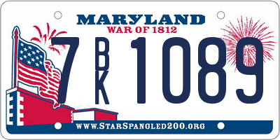 MD license plate 7BK1089