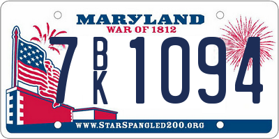 MD license plate 7BK1094
