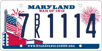 MD license plate 7BK1114