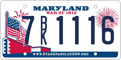 MD license plate 7BK1116
