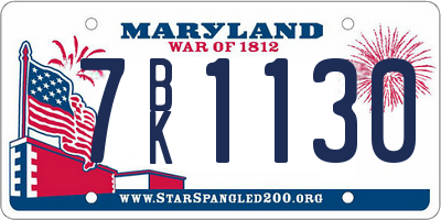 MD license plate 7BK1130