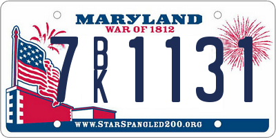 MD license plate 7BK1131