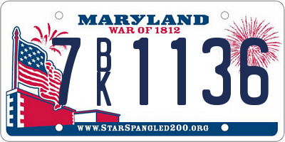 MD license plate 7BK1136