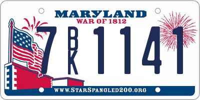 MD license plate 7BK1141