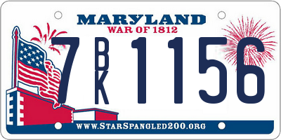 MD license plate 7BK1156