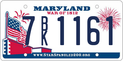 MD license plate 7BK1161