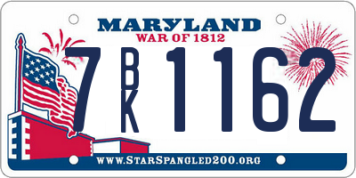 MD license plate 7BK1162