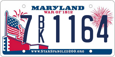 MD license plate 7BK1164