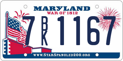 MD license plate 7BK1167