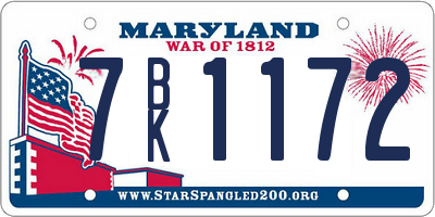 MD license plate 7BK1172