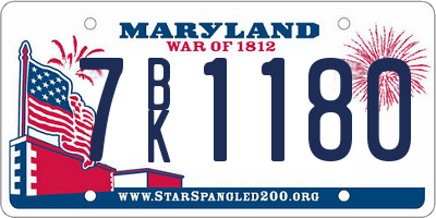 MD license plate 7BK1180