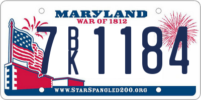 MD license plate 7BK1184