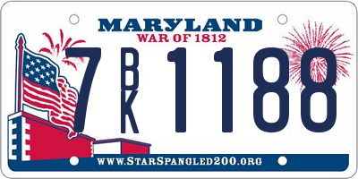 MD license plate 7BK1188