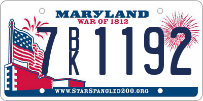 MD license plate 7BK1192