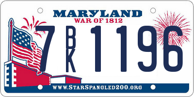 MD license plate 7BK1196