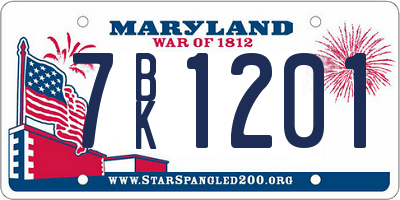 MD license plate 7BK1201