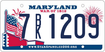 MD license plate 7BK1209