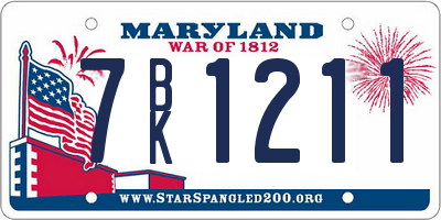 MD license plate 7BK1211