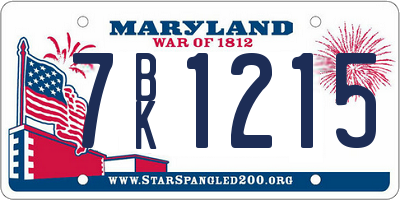 MD license plate 7BK1215