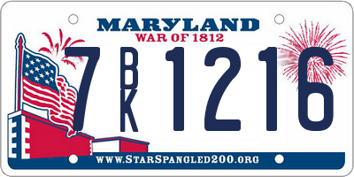MD license plate 7BK1216