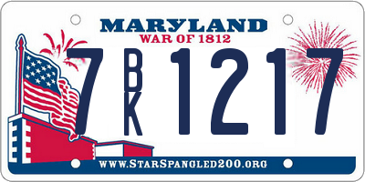MD license plate 7BK1217