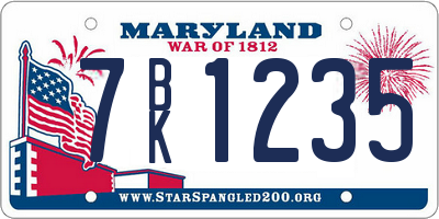 MD license plate 7BK1235
