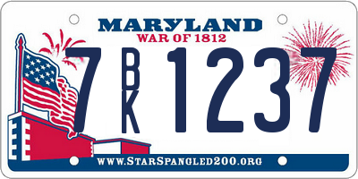 MD license plate 7BK1237