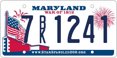 MD license plate 7BK1241