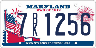 MD license plate 7BK1256
